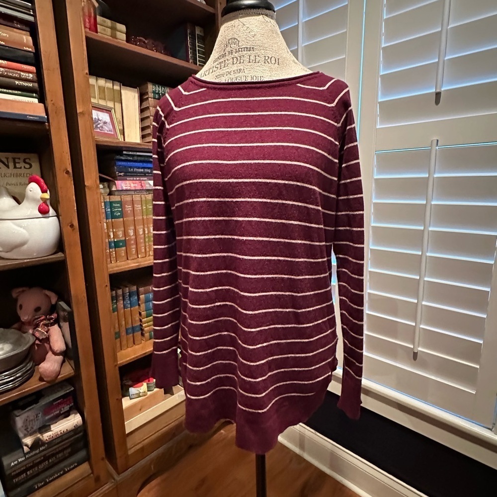 Pink Clover Burgundy and White Striped Sweater